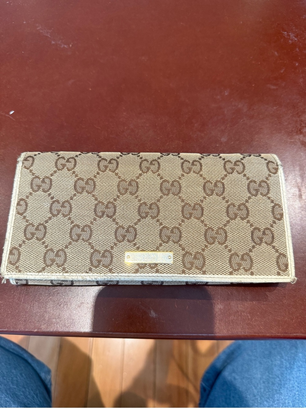 Gucci Brown and Beige GG Signature Continental Wallet